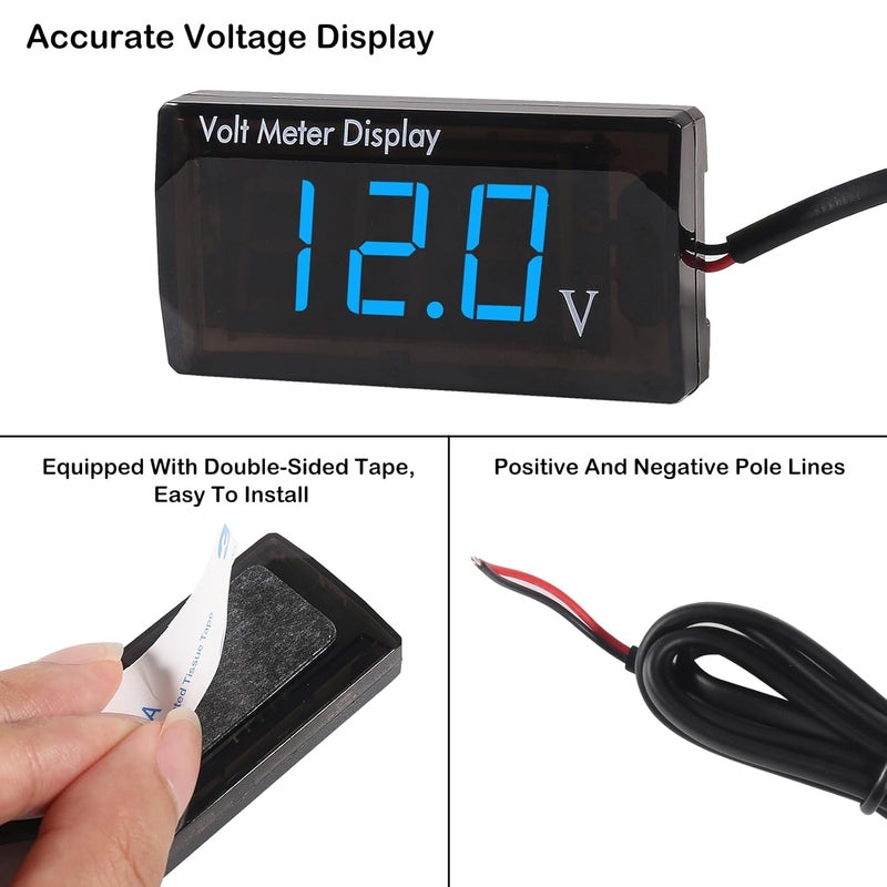 XIITIA DC 12V Car Digital Voltmeter LED Display DC 5-28V Voltage Volt Meter Waterproof Gauge for Car Motorcycle (Blue) - Image 4